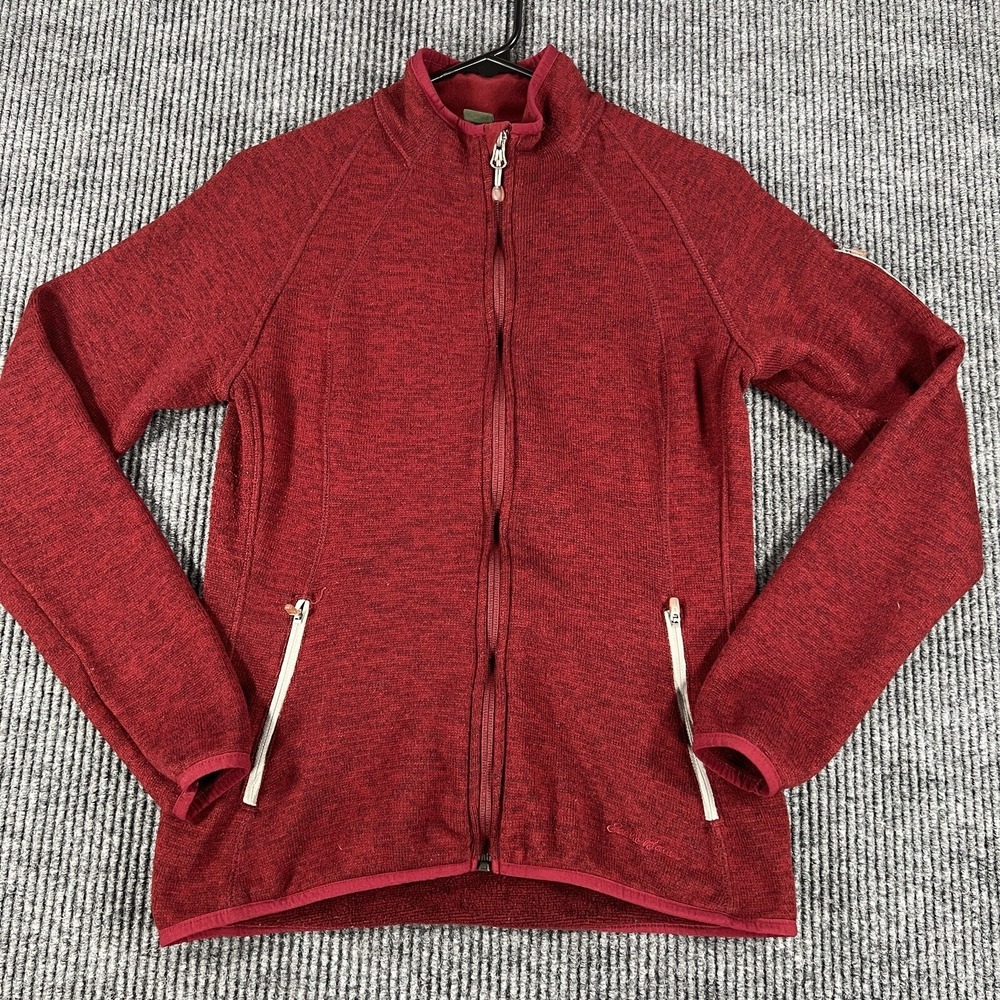 Eddie Bauer Jacket Womens‎ Medium Maroon Red Long Sleeve Full Zip Fleece